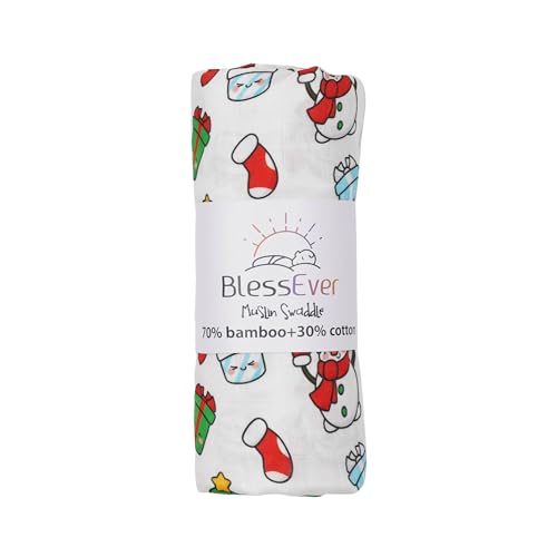 Image of Muslin Swaddle Blanket for Unisex, Soft Breathable and Skin-Friendly Baby Swaddles for Boys & Girls, Baby Blanket, Newborn Receiving Blanket, Christmas Blankets Babies, Large 42 x 47 inches