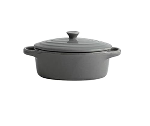 Mini Cocottes Ovales grises (12,5 cm L x 7,5 cm H avec couvercle)