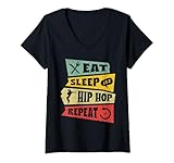 Photo Gallery donna eat sleep hip hop repeat maglietta con collo a v Photo Gallery donna eat sleep hip hop repeat maglietta con collo a v