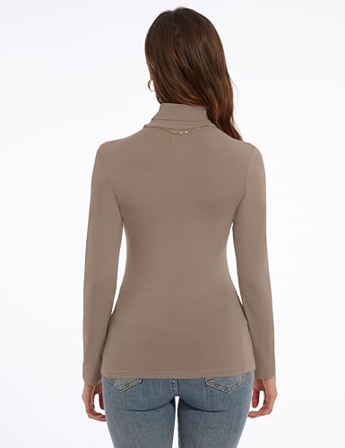 Image of Women's Turtleneck Long Sleeve Shirts Slim Fitted Lightweight Base Layer Casual Tops