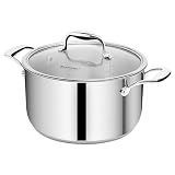 Picture of Rorence Stainless Steel Stock Pot: 6 Quart Stockpot with Stainless Steel Handles Capsule Bottom & Tempered Glass Lid …