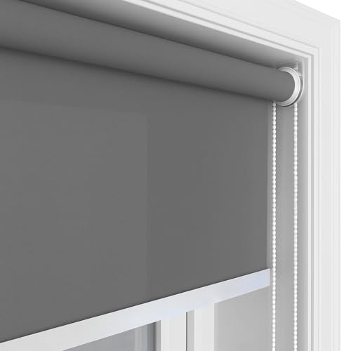 Image of Roller Blinds for Windows 70 Inch W X 72 Inch L | Light Filtering Roll-Up Shades Sun UV Protection for Home & Office Grey | Heavy Duty in 38 MM Pole