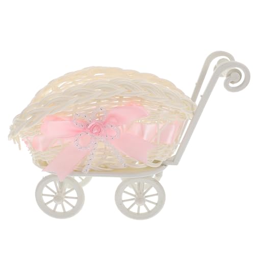 Cesta tejida para dulces en forma de carrito rosa de Pp TOYANDONA para eventos