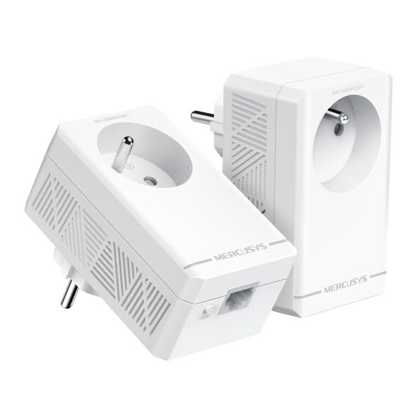 Mercusys MP500P Kit CPL 1000Mbps con 1 Puerto Gigabit y Conector Integrado Tipo F, Caja CPL Kit de 2   Ideal para Disfrutar del Servicio Multi TV en casa, Compatible con Todas Las Cajas