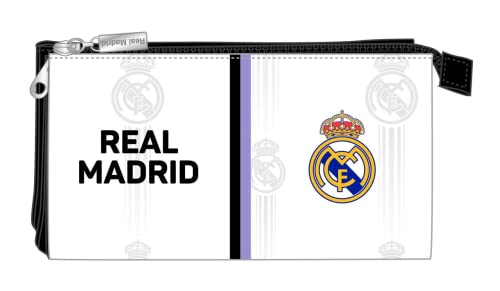 Safta, Portatodo Triple de Real Madrid 1ª Equipación 22/23, 220x30x120 mm Unisex niños, Negra y blanca, Estándar