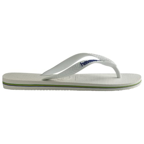 Havaianas Women's Brazil Logo Flip flops - Spring and Summer Sandals for Women - White, 11/12W - 9/10M3