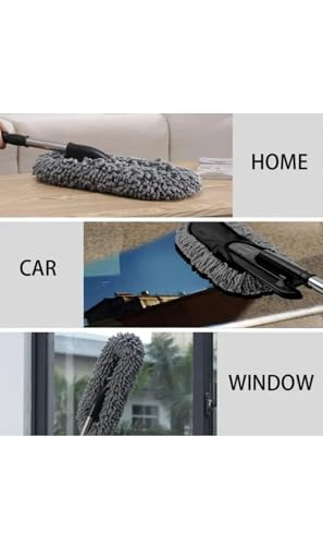 Image of 5 PCS Microfiber Car Duster Kit - Interior & Exterior Car Cleaning Detailing Tool Scratch & Lint Free, Pollen Removing Extendable Long Handle Duster for Car & Motorcycle