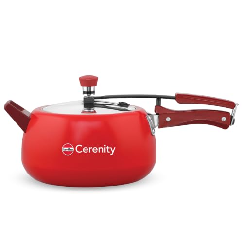 Image of Hawkins 5 Litre Ceramic Coated Cerenity Pressure Cooker | Induction & Gas | for Cooking Rice, Dal & Curries | 5 Year Guarantee, ISI Certified | Tomato Red (ICR50)