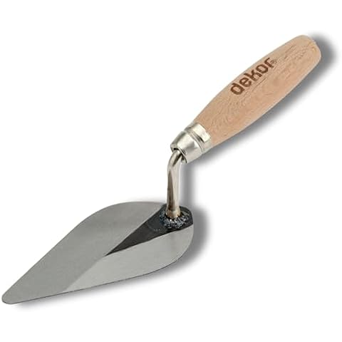 DEKOR Pointing Trowel - Size 7" - Spring Steel Ensures Rust-Free Performance for Masonry Tools and Concrete Trowel - Concrete Tools for Commercial and DIY Use - Made in Europe - Wooden Handle Cover