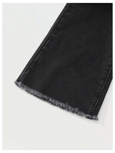 GORGLITTER Girl's Baggy Jeans Raw Hem Wide Leg Denim Pants Elastic High Waist Distressed Trousers4