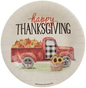 Happy Thanksgiving Vintage Red Truck Fall Autumn Pumpkin Harvest Disposable Dinnerware Set Bundle Service for 20 Large Paper Plates, 20 Dessert Plates, 50 Napkins
