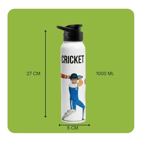 Image of VOIK Stainless Steel Water Bottle 1000ml with UV Astronaut Print | Leakproof, BPA-Free & Rust Resistant | Reusable Water Bottle for Kids, School, Office, Gym, Sports & Travel (Cricket-Sipper-1000ml)