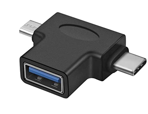 PremiumCord Adaptador USB 3.0 a USB-C + Micro USB B Hembra a Macho, USB 3.0 Tipo A Hembra, USB 3.1 Tipo C Macho, Color Negro