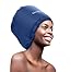 Bonnet Hood Hair Dryer Attachment- Soft, Adjustable Extra Large Hooded Bonnet for Hand Held Hair Dryer with Stretchable Grip and Extended Hose Length (Navy)