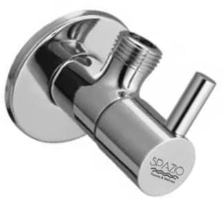 Spazio Stainless Steel Solo Angle Cock/Angle Valve Bathroom Faucets Taps for Angular Stop Cock Wash Basin for Geyser Tap, Chrome Plated (Pack of 1)
