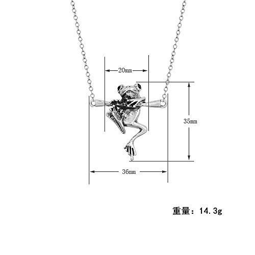 Caiyao Cute Hanging Frog Pendant Necklace Vintage Silver Plated Funny Animal Necklace for Women Men2