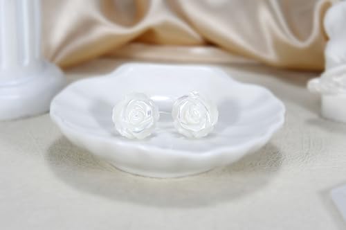 AeraVida White Mother of Pearl Stud Earrings | 925 Sterling Silver | Elegant Carved Floral Earrings | Classic Pearl Jewelry for Women | Lightweight & Timeless3