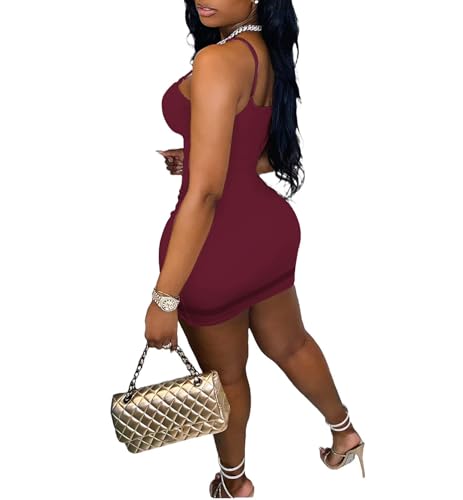 Image of Sexy Bodycon Mini Dress for Women Sweetheart Neck Spaghetti Strap Mesh Hem Party Club Night Out Short Dresses