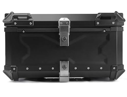 リアボックス バイク 45L 55L 65L 80L バイクボックス 後付け バイク用 リアボックス 大容量 フルフェイス収納可能 軽量 防水防塵 簡単脱着 防犯対策 キーロック付き トップケース パニアケース (ブラック, 80L)