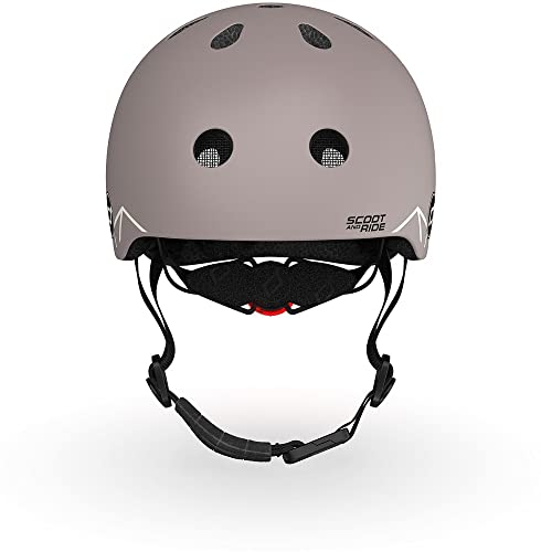 Scoot and Ride XXS Graphics Helm aus PVC-freiem Kunststoff mit LED-Licht an der Rückseite in der Farbe Brown Lines, Größen verstellbar: 45cm -51cm, 96563