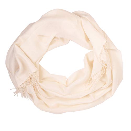 Châle de soie blanche et baby alpaga Salt'sUp grand foulard d'hiver chaud