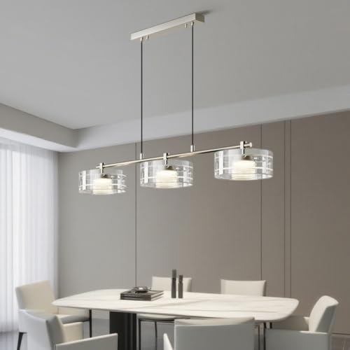 Lustre pour salle à manger suspendue au-dessus de la table avec 3 verres argentés