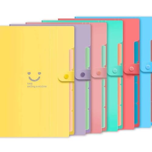 Image of Corslet Expanding File Folder, Aesthetic Folders for School, Accordion File Organizer, Aesthetic Folder with Labels,5 Pockets Important Document Folders for School Office Home (Pack of 6)