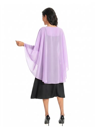 Image of Baoqiya Chiffon Capes Sheer Capelets Long Cape Poncho For Women Plus Size