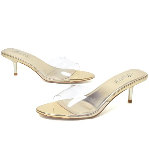 Image of Mostrin Kitten Heels for Women Pointed Toe Vintage Mules Heels Sexy Slip on Stiletto Backless Sandals for Party Wedding Daily