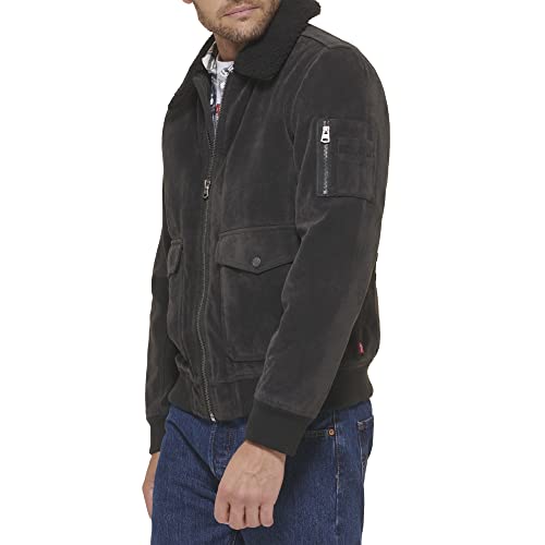 Image of Levi's Men's Levi's Men's Faux Leather Sherpa Aviator Bomber Jacket