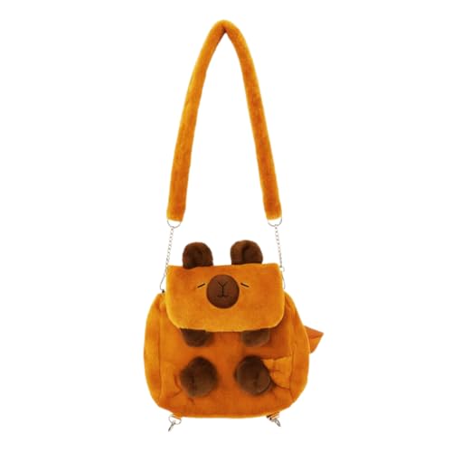 Bolsa Mochila Capivara de Pelúcia Infantil Alça Ajustável Transversal ou Mochila com Zíper