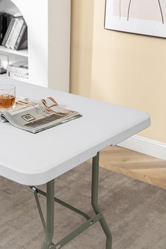 Image of BTEXPERT Set of 2, Event Folding Utility Table 6 Foot 72 inchx 29.5 inch Heavy Duty Portable Indoor Outdoor Picnic Camping Office Home Party Wedding Tailgating White