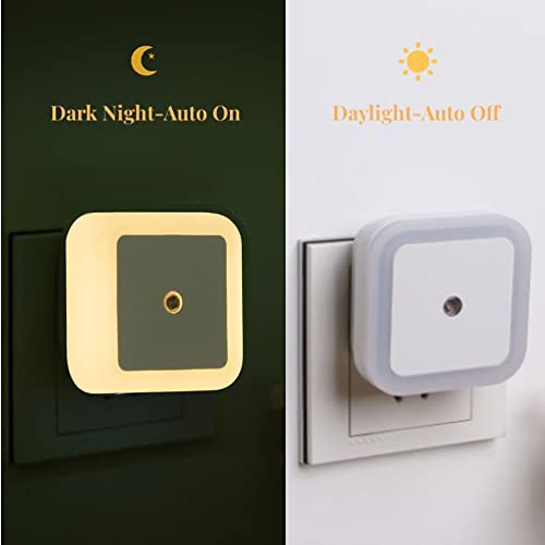 Image of Othmro 2Pcs Plug-in Night Light, White Plug-in Night Light Warm LED Christmas Light Bulb Bed Lights w Auto Dusk-to-Dawn Sensor for Bedroom Kitchen Hallway EUR Plug Bathroom Shaver Light