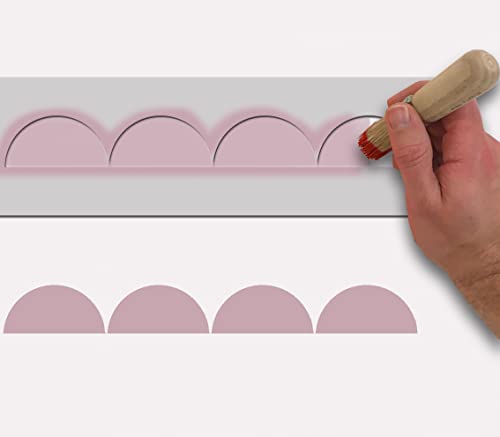Ideal Stencils Scallop Border Stencil, 26cm, Paint a Scallop Edge Pattern on Any Surface / Home Decor / up-Cycle / Art / Craft etc - Reusable