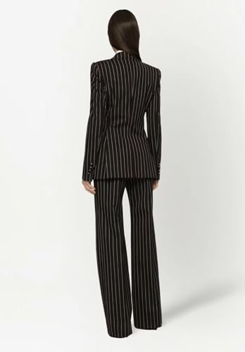 Women's Stripes 2 Piece Suits Office Lady Business Outfits Slim Fit Blazer Jacket Pant2