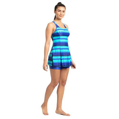 Image of Speedo Female Swimwear All Over Print Racerback Swimdress with Boyleg