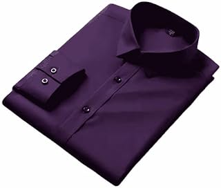 قميص رسمي للرجال من اوفيس ريدي - بازرار امامية وقصة ضيقة واكمام طويلة، لون ارجواني، مقاس L - 42..a5740