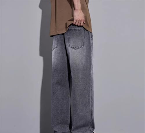 Men's Wide Leg Jeans Baggy Denim Pants Elastic Waist Casual Straight Streetwear Vintage Washed Trousers3