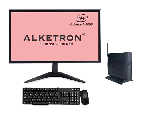 Image of ALKETRON Portable Mini Desktop PC with 20 inch Display; WiFi & Bluetooth; 128GB M.2 SSD-4GB RAM-windows11 & MS Office-1Year Warranty-Free Carry Bag(Student Mini Edition - Full Set)