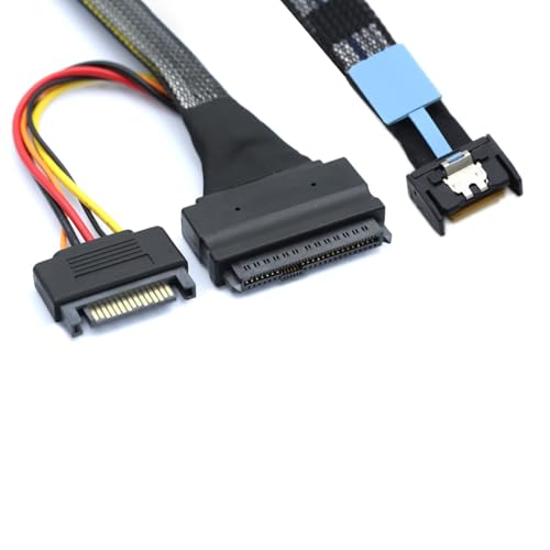 Cable Gen5 MCIO Slimline SFF-8654 0.5M con SATA 15P miniatura 5