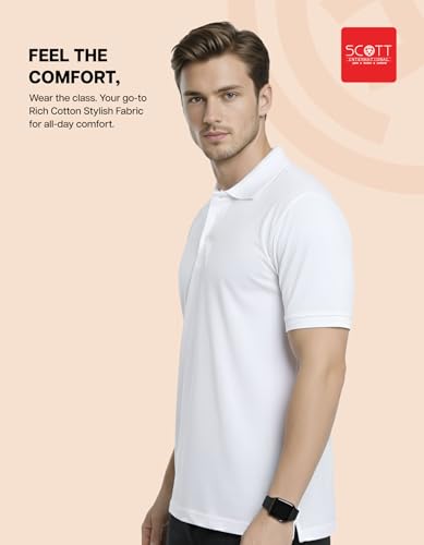 Image of Scott International Cotton Polo T Shirt | Collar Tshirts | Half Sleeves Plain T Shirt | T-Shirt |Tshirt for Men Stylish | Men's Tshirt