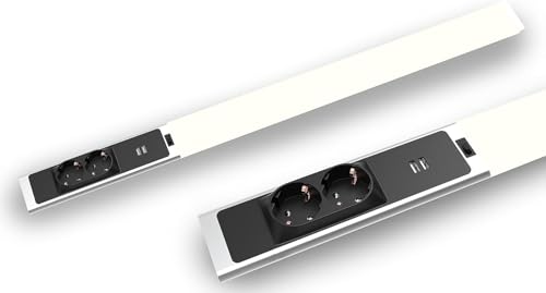 BOLD LED Küchen-Unterbauleuchte (Unterschrank-Leuchte) mit 2 Steckdosen und 2 USB-A Anschlüsse (1500 Lumen | 18 W | 4000k Neutralweiß | IP20 | 80 cm Länge), Silber