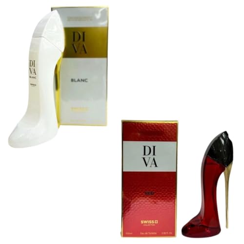 Image of Diva Blanc & Diva Red Spray Perfume Set, 100 ml / 3.4 fl oz Each | Long-Lasting Fragrances | Eau de Parfum | Pack of 2