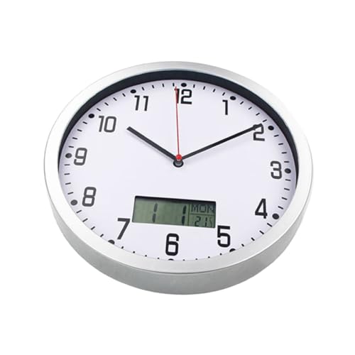 GRIRIW Accurate Thermohygrometer Quartz Clock 10 Inch Wall Hanging Clock with Temperature Humidity Display