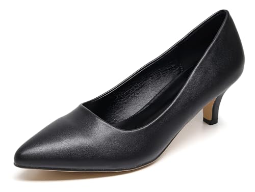 VenusCelia Women's Rokoko Pump Kitten Heel Shoe (9.5 M US,Black)