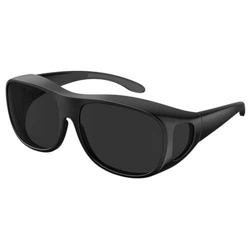 Bloomoak Lentes súper oscuras Ajuste polarizado sobre gafas de sol grandes XL envolventes Gafas de sol para ojos sensibles a la migraña | Extragrandes, 150 mm