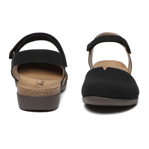 Athlefit Women's Closed Toe Sandals Comfort Cork Footbed Arch Support Flat Sandals4