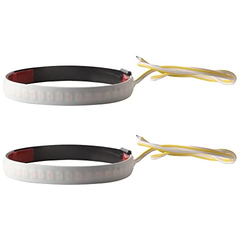 Chemini LED Motorcycle Indicator Light Fork Turn Signal Light Front and Rear Daytime Running Light Driving Running Light Universal Waterproof LED Strip Light White-2Pcs Cover