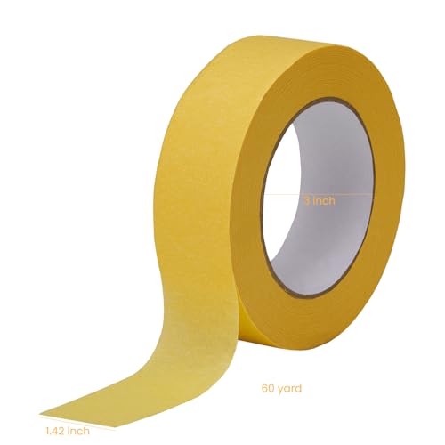 Image of Lichamp 15-Pack Automotive Refinish Masking Tape Yellow 36mm x 55m, Cars Vehicles Auto Body Paint Tape, Automotive Painters Tape Bulk Set 1.4-inch x 180-foot x 5 Rolls