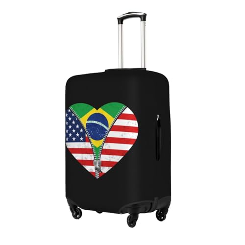 Travel Luggage Cover Heart America Flag And Brazil Flag Fashion Washable Baggage Suitcase Protector Fit For Luggage Medium2